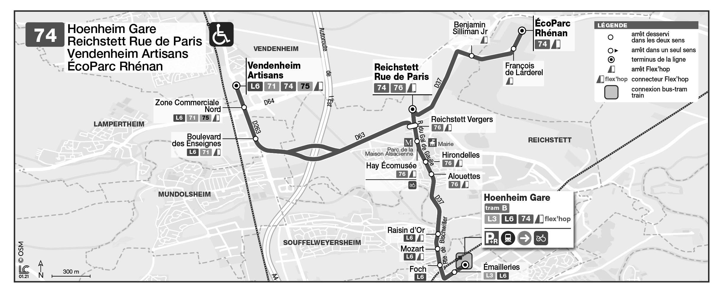 Plan de la ligne 74
